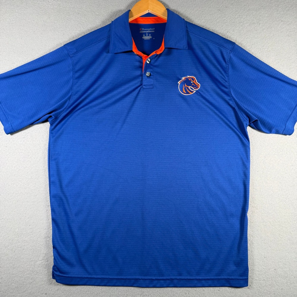 Champion Boise State Broncos Mens Large Blue Orange Performance Polo Shirt L